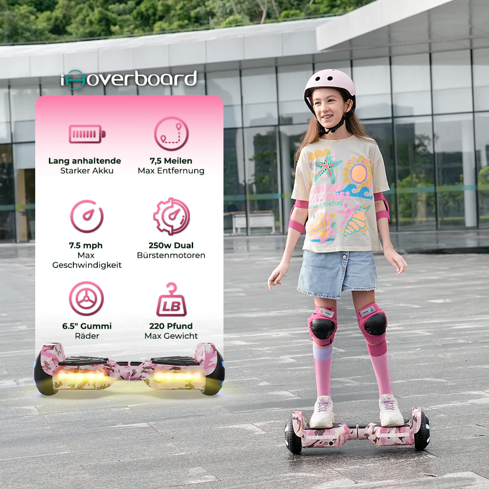 iHoverboard H2 Rosa Bluetooth Hoverboard 6.5" - Image 3