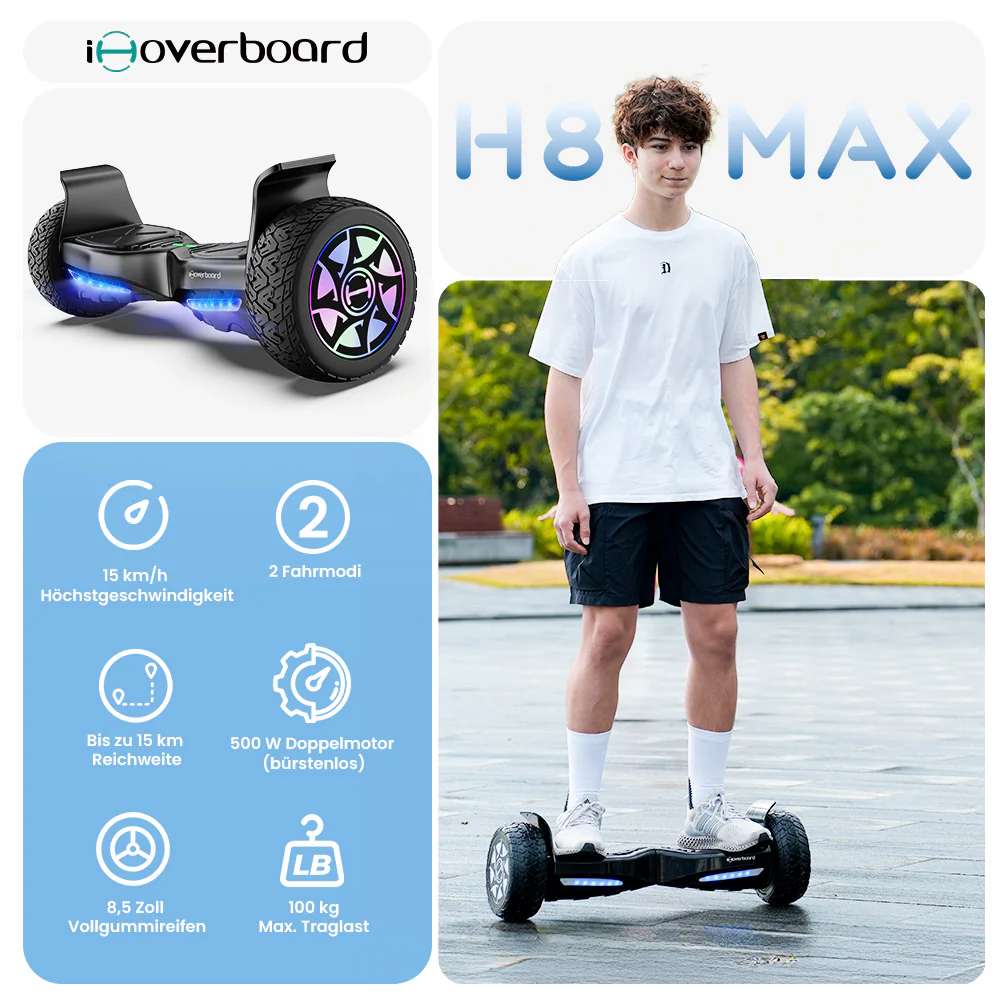 H8MAX/H8 LED Hoverboard Gelände 8.5" - Image 6