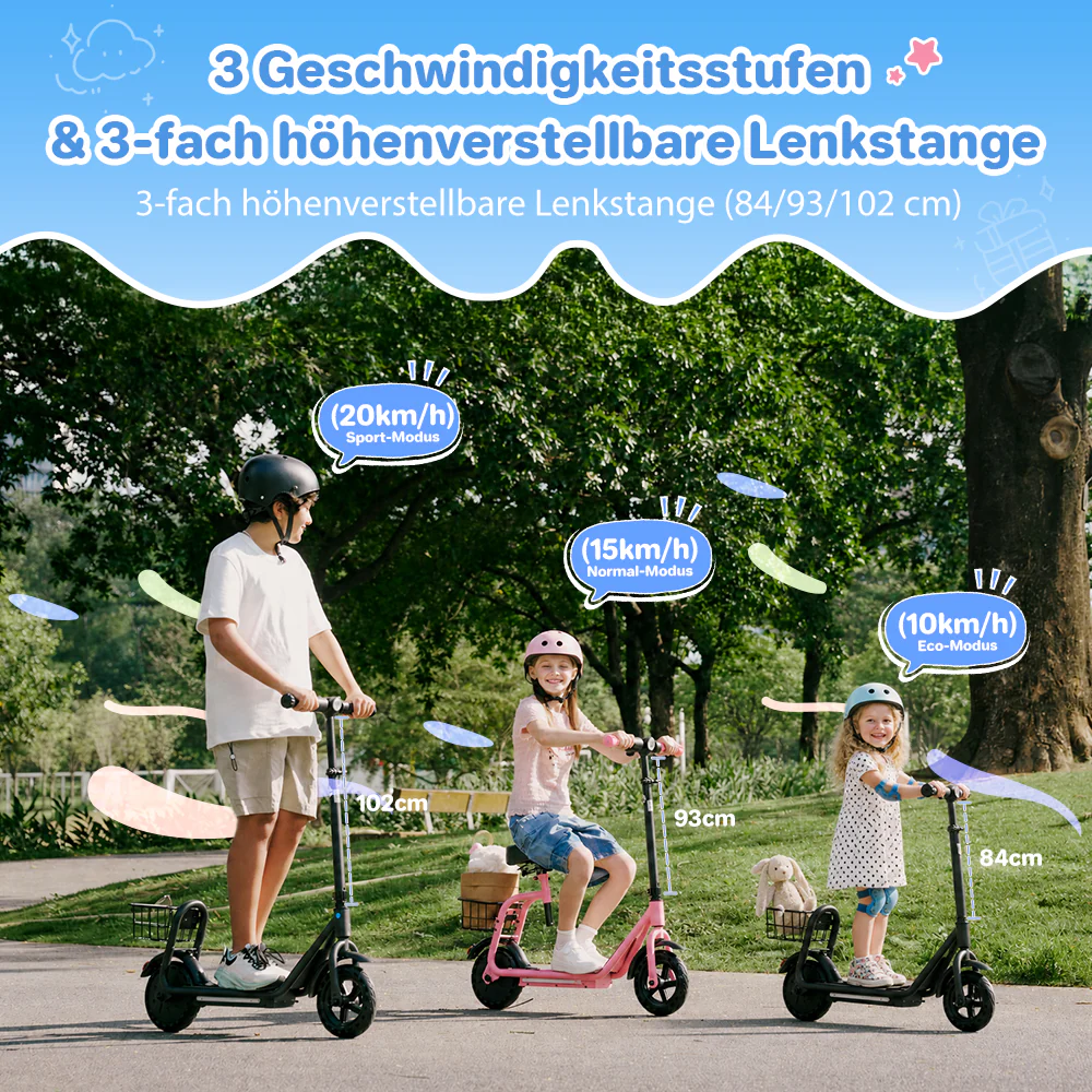 iScooter iK7 2-in-1 Kinder E-Scooter mit abnehmbarem Sitz & Korb - Image 10