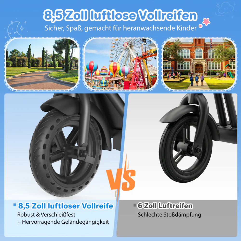 iScooter iK7 2-in-1 Kinder E-Scooter mit abnehmbarem Sitz & Korb - Image 12