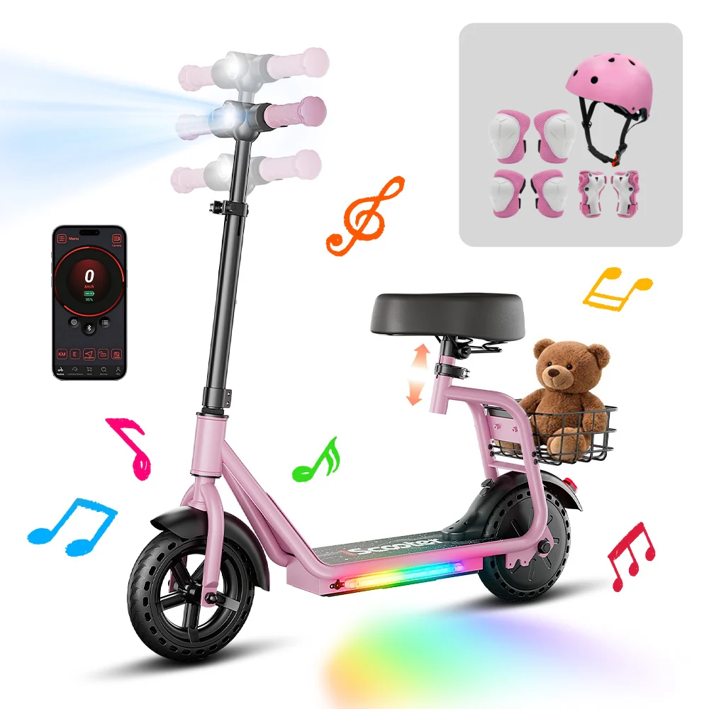 iScooter iK7 2-in-1 Kinder E-Scooter mit abnehmbarem Sitz & Korb - Image 15