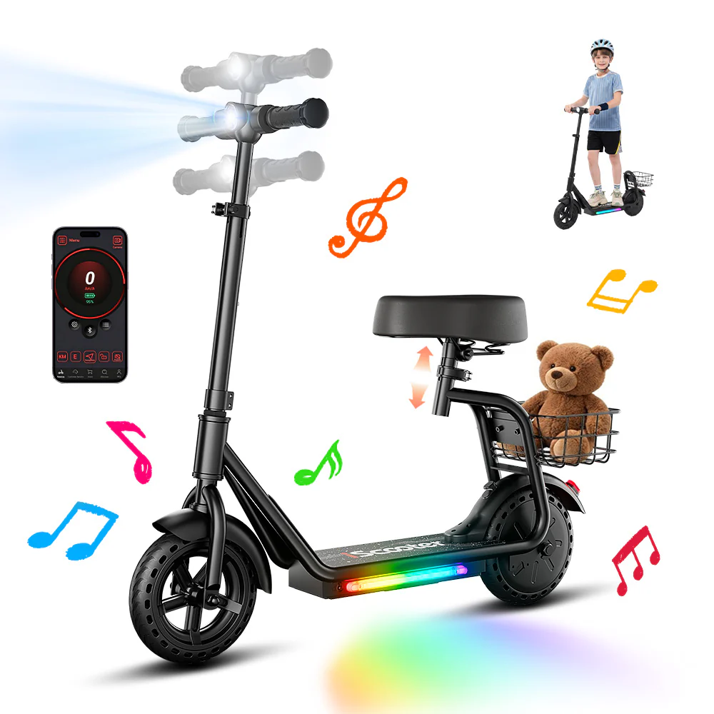 iScooter iK7 2-in-1 Kinder E-Scooter mit abnehmbarem Sitz & Korb - Image 2