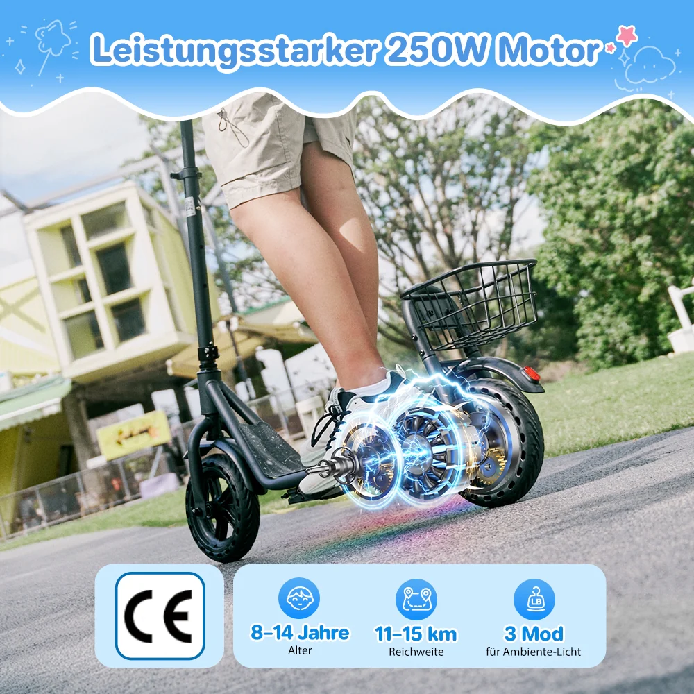 iScooter iK7 2-in-1 Kinder E-Scooter mit abnehmbarem Sitz & Korb - Image 9