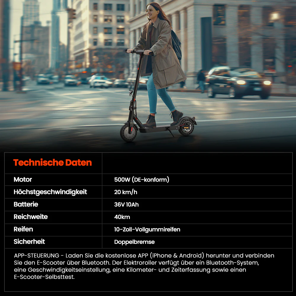iScooter 500W 10" E9TMax E-Scooter Mit Straßenzulassung (ABE,eKFV) - Image 3